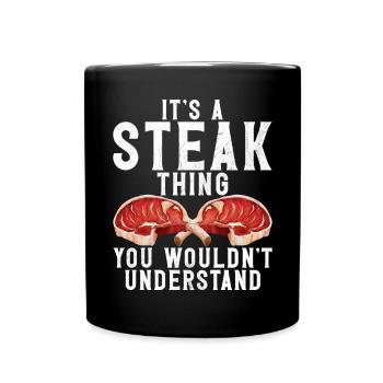 Steak Lover Steak Geschenk - Tasse einfarbig - Schwarz - Vorne
