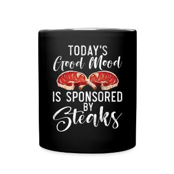 Steak Lover Steak Geschenk - Tasse einfarbig - Schwarz - Vorne