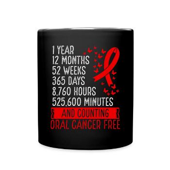 1 Year Oral Cancer Free Ribbon Movement - Tasse einfarbig - Schwarz - Vorne