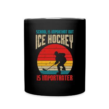 Schule Wichtig Eishockey Wichtiger Lustige Jungs - Tasse einfarbig - Schwarz - Vorne