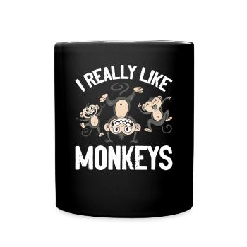 Monkey Lover I Really Like Monkeys - Funny Orangut - Full Colour Mug - black - Front