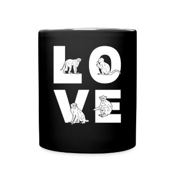 Cute Monkey Lover Orangutan Monkeys - Monkey LOVE - Full Colour Mug - black - Front