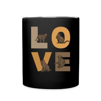 Cute Monkey Lover Orangutan Monkeys LOVE Monkey - Full Colour Mug - black - Front