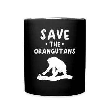Save The Orangutans - Monkey Orangutan - Full Colour Mug - black - Front