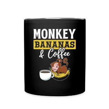 Monkey Bananas & Coffee - Orangutans Monkey - Tasse einfarbig - Schwarz - Vorne