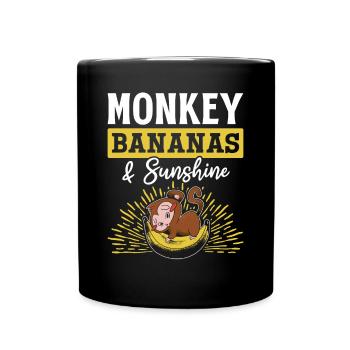Monkey Bananas & Sunshine - Orange Monkey Cute - Full Colour Mug - black - Front