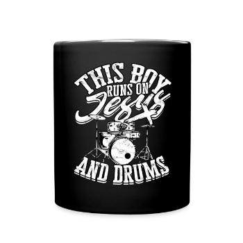 Drummer Jesus Cross Drummer Drummer - Full Colour Mug - black - Front
