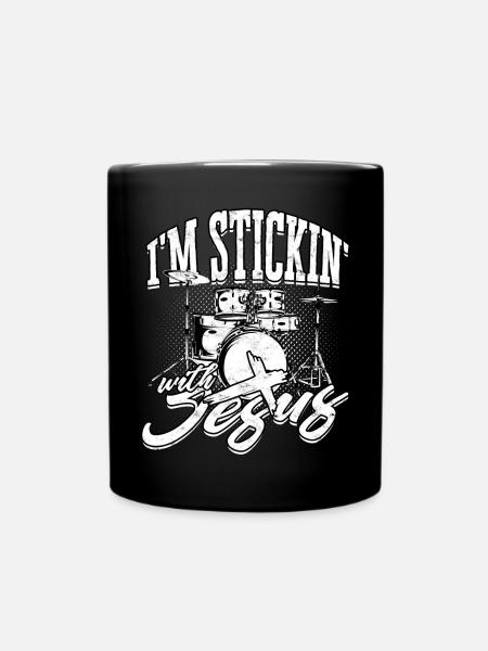 Drummer Jesus Kreuz Schlagzeug Schlagzeuger - Tasse einfarbig - Schwarz