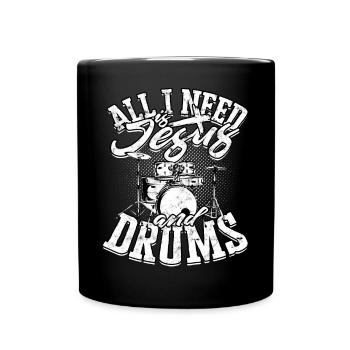 Drummer Jesus cross drums drummer - Full Colour Mug - black - Front