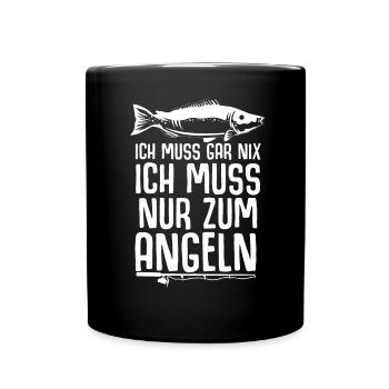 Angeln Tshirt Mann Fischer Rute Fischfang Fishing - Tasse einfarbig - Schwarz - Vorne