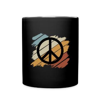 Hippie Peace Groovy Flowerpower Boho Woodstock - Full Colour Mug - black - Front