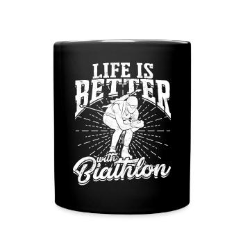 biathlon sport winter sports ski gift saying lan - Full Colour Mug - black - Front