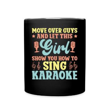 Le chanteur de karaoké se déplace sur les gars et - Mug uni - noir - Devant