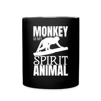 Le singe est mon animal spirituel - Orange Monkey Love - Mug uni - noir - Devant