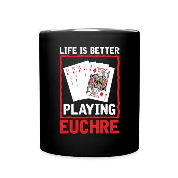 La vie mieux jouer Euchre - Carte de joueur Euchre - Mug uni - noir - Devant