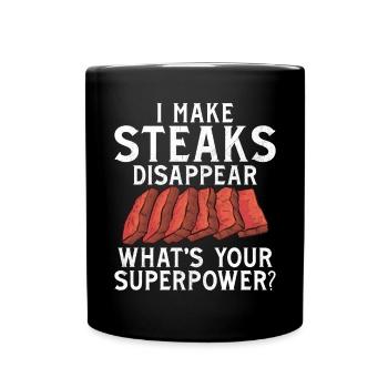Steak-Liebhaber-Steak-Geschenk - Tasse einfarbig - Schwarz - Vorne