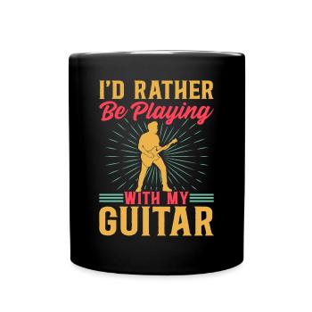 Bassiste - Je préfère jouer avec mon gui - Mug uni - noir - Devant