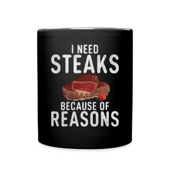 Steak Lover Steak Geschenk - Tasse einfarbig - Schwarz - Vorne