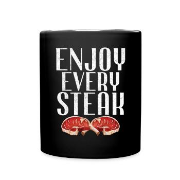 Steak Lover Steak Geschenk - Tasse einfarbig - Schwarz - Vorne