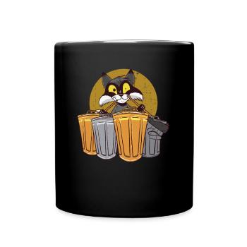 Raccoon drums with trash cans - raccoon - Full Colour Mug - black - Front