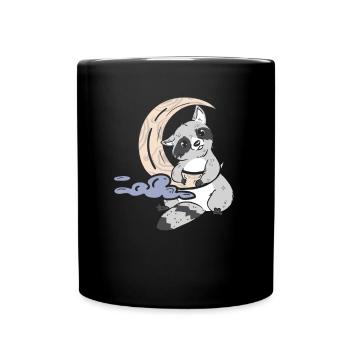Waschbär Mond - Lustiger Waschbär - Tasse einfarbig - Schwarz - Vorne
