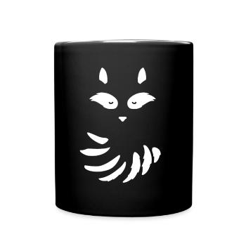 Augen Ohren Nase und Schwanz eines Waschbären - Tasse einfarbig - Schwarz - Vorne
