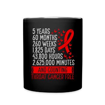 5 Years Throat Cancer Free Ribbon Movement - Full Colour Mug - black - Front