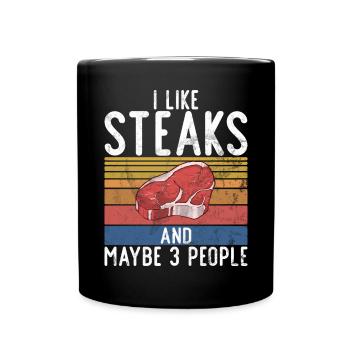 Steak Lover Steak Geschenk - Tasse einfarbig - Schwarz - Vorne