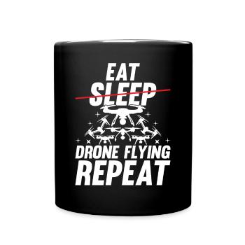 Funny Drone - Eat Sleep Drone Flying Repeat - Dron - Full Colour Mug - black - Front