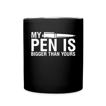 Mein Stift ist größer als dein - Tasse einfarbig - Schwarz - Vorne