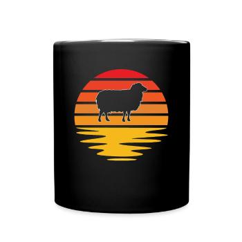 Schaf Retro - Tasse einfarbig - Schwarz - Vorne