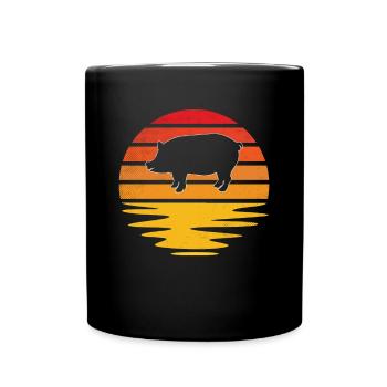 Pork Retro - Full Colour Mug - black - Front