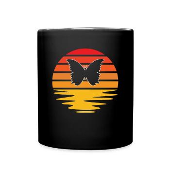 Schmetterling Retro - Tasse einfarbig - Schwarz - Vorne