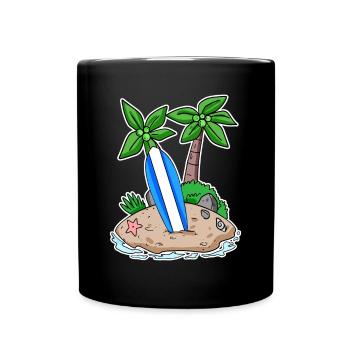 Surfer Surfing Holiday Island Motif - Full Colour Mug - black - Front