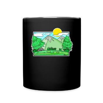 Mountain Mountains Mountain Peaks Forest - Full Colour Mug - black - Front