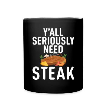 Steak Lover Steak Geschenk - Tasse einfarbig - Schwarz - Vorne