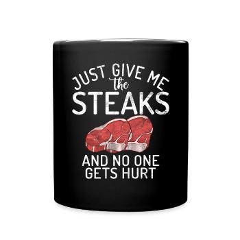 Steak-Liebhaber-Steak-Geschenk - Tasse einfarbig - Schwarz - Vorne