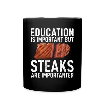 Steak Lover Steak Geschenk - Tasse einfarbig - Schwarz - Vorne