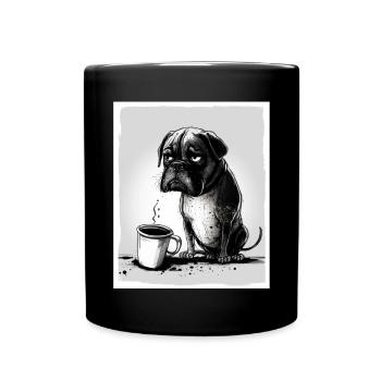 Dog Bulldog Coffee Cup Morning Grouch Cocoa Pug - Full Colour Mug - black - Front