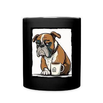 Dog Bulldog Coffee Cup Morning Grouch Cocoa Pug - Full Colour Mug - black - Front