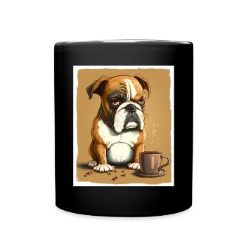 Dog Bulldog Coffee Cup Morning Grouch Cocoa Pug - Full Colour Mug - black - Front