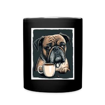 Dog Bulldog Coffee Cup Morning Grouch Cocoa Pug - Full Colour Mug - black - Front