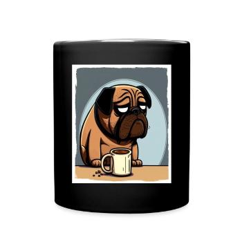 Dog Bulldog Coffee Cup Morning Grouch Cocoa Pug - Full Colour Mug - black - Front