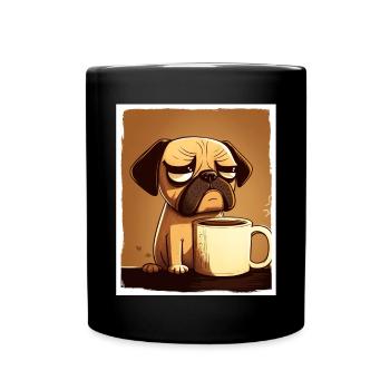 Dog Bulldog Coffee Cup Morning Grouch Cocoa Pug - Full Colour Mug - black - Front