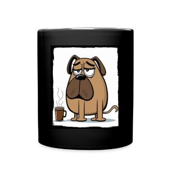 Dog Bulldog Coffee Cup Morning Grouch Cocoa Pug - Full Colour Mug - black - Front