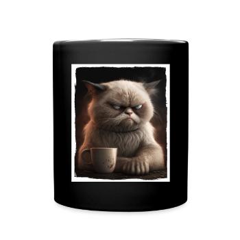 Cat Kitten Coffee Cup Morning Grouch Cocoa - Full Colour Mug - black - Front
