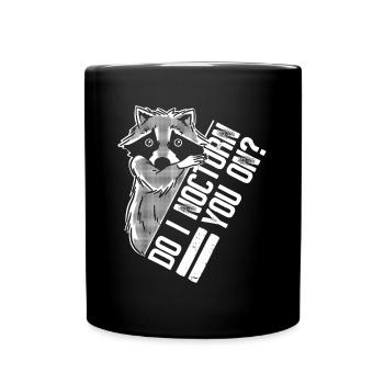 Ich schlafe mit dir - Lustiger Waschbär - Tasse einfarbig - Schwarz - Vorne
