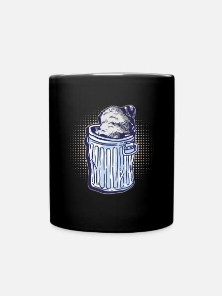 Waschbär gräbt durch einen Mülleimer - Waschbär - Tasse einfarbig - Schwarz