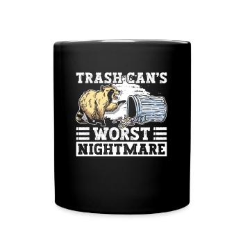 Mülltonnen schlimmster Albtraum - Waschbär - Tasse einfarbig - Schwarz - Vorne