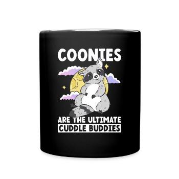 Coonies sind ultimative Kuschelbuddies - Waschbär - Tasse einfarbig - Schwarz - Vorne